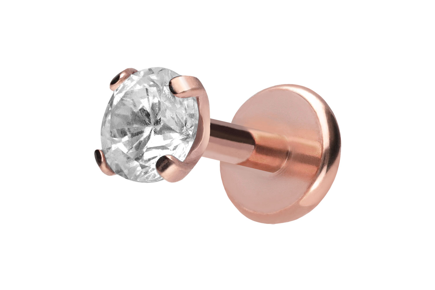 Titan Labret Piercing mit Push Fit EINGEFASSTER KRISTALL